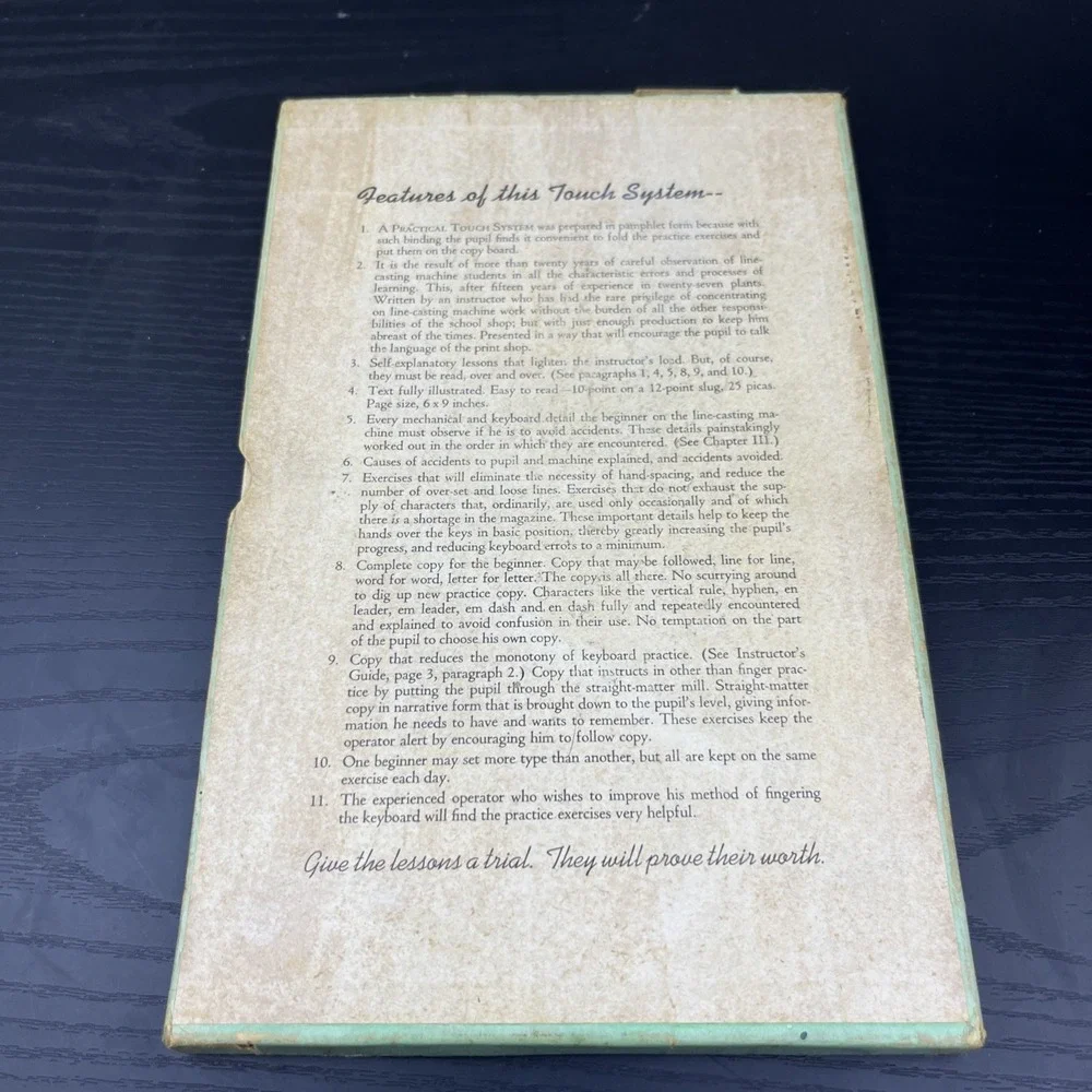 A Practical Touch System for Linotypes Intertypes & Linographs 1938 Printing Boo